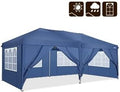 COBIZI 12x12 Heavy Duty Pop up Canopy with 8 sidewalls Stable Outdoor Tents for Parties Canopy Pop Up Party Tent UPF 50+ Waterproof Commercial Gazebo with Roller Bag, Light Blue