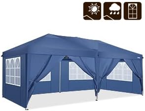 COBIZI 12x12 Heavy Duty Pop up Canopy with 8 sidewalls Stable Outdoor Tents for Parties Canopy Pop Up Party Tent UPF 50+ Waterproof Commercial Gazebo with Roller Bag, Light Blue