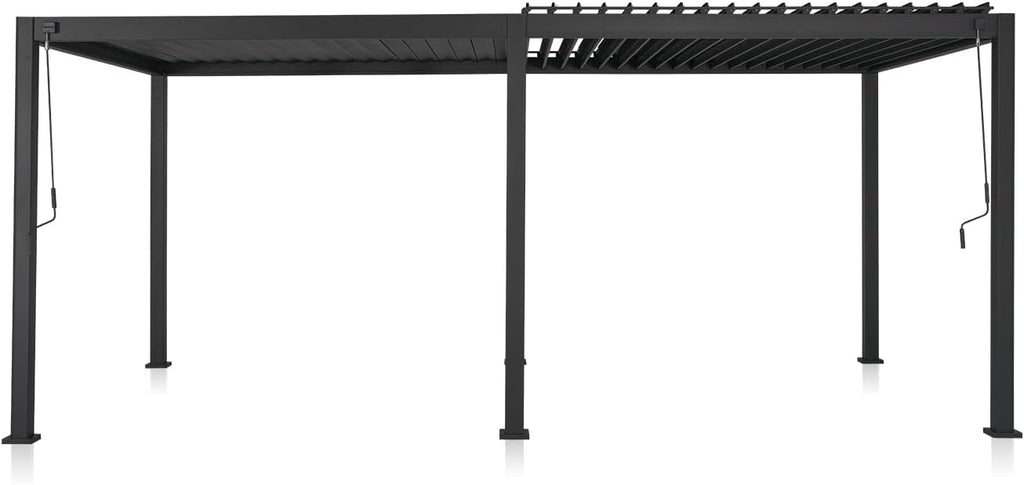 Mirador 111S Round Louvered Pergola Gazebo, 10Ft x 20Ft, Full Aluminum Frame, Adjustable Roof, Outdoor, Durable, Charcoal