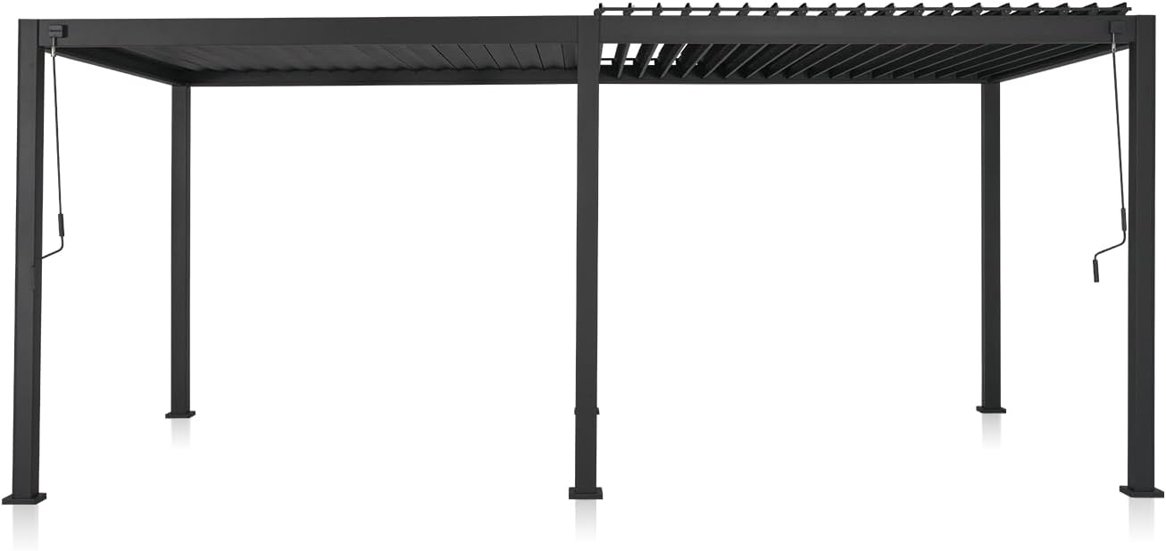 Mirador 111S Round Louvered Pergola Gazebo, 10Ft x 20Ft, Full Aluminum Frame, Adjustable Roof, Outdoor, Durable, Charcoal
