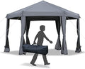 Outsunny 13' x 11' Hexagonal Pop Up Gazebo, Heavy Duty Outdoor Canopy Tent with 6 Mesh Sidewall Netting, 3-Level Adjustable Height and Strong Steel Frame, Gray