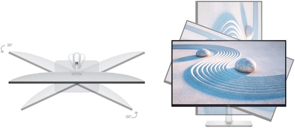 Dell 27' QHD Monitor - 100Hz Refresh Rate 1500:1 Contrast Ratio, TÜV Rheinland Eye Comfort 4 Star, VESA, Integrated 2x5W Speaker, Pivot/Swivel/Tilt/Height - 2 x HDMI/DisplayPort, Ash White