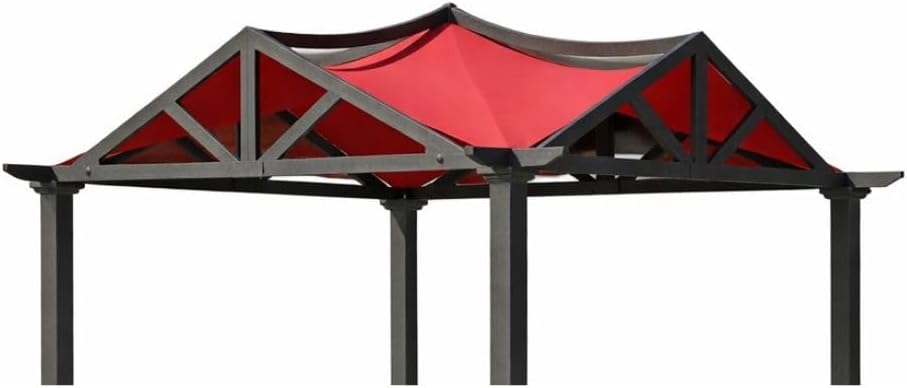 Garden Winds Reinforced RipLock 350 Replacement Canopy Top Cover Compatible with Garden Treasures 10' x 10' Pergola Models GF-9A037X, GF-12S039B- Cinnabar