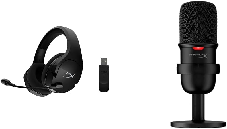 HyperX Cloud Stinger Core - Wireless Gaming Headset & SoloCast – USB Condenser Gaming Microphone, for PC, PS4, PS5 and Mac, Tap-to-Mute Sensor, Cardioid Polar Pattern