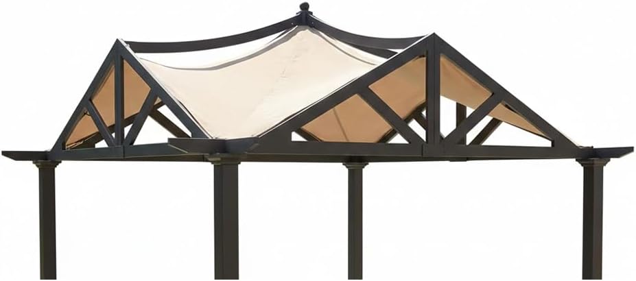 Garden Winds Heavy Duty Reinforced RipLock 500 Replacement Canopy Top Cover Compatible with Garden Treasures 10' x 10' Pergola Models GF-9A037X, GF-12S039B - Beige