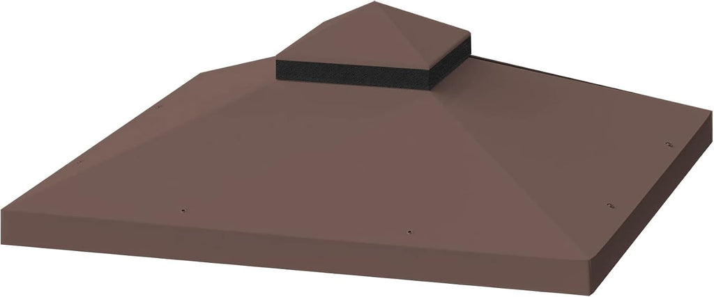 10x10 Ft Gazebo Canopy Replacement Cover, Double Tiered Gazebo Replacement Top (Coffee)