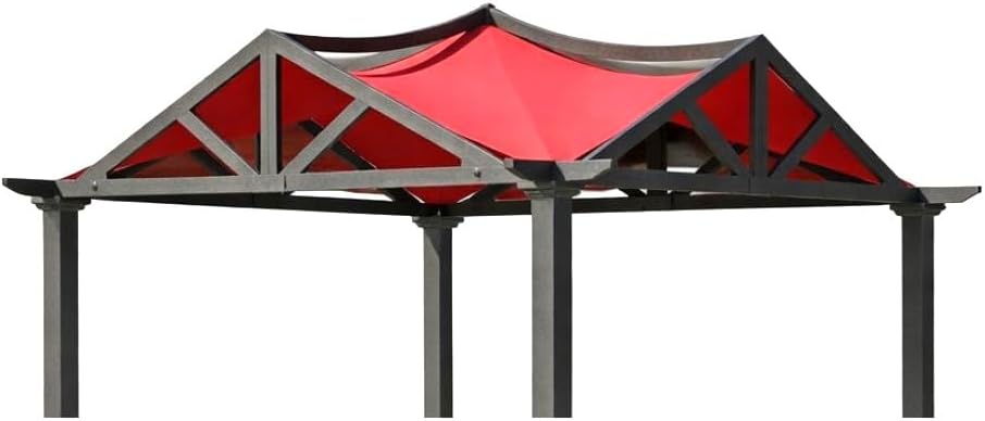 Garden Winds Reinforced Replacement Canopy Top Cover Compatible with The Garden Treasures GF-9A037X, GF-12S039B 10' x 10' Gazebo - Classic Red, Riplock 350