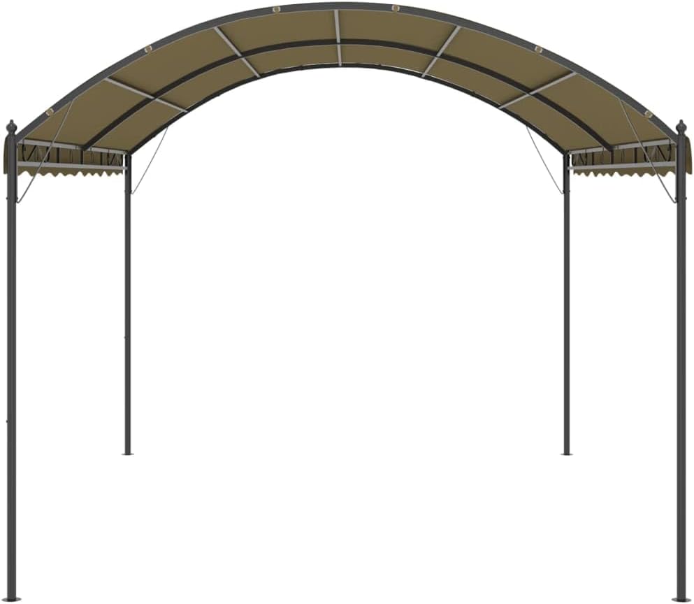 Large Gazebo Outdoor Taupe Black Polyester Steel Frame Rectangular Canopy Tent for Backyard Patio Garden Shelter