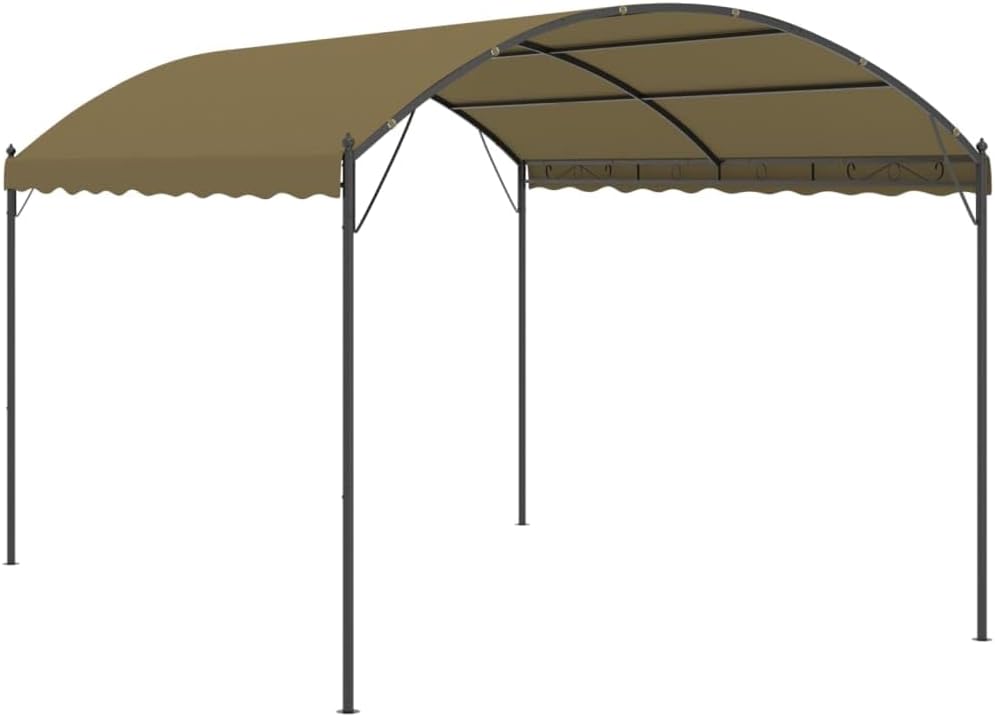 Large Gazebo Outdoor Taupe Black Polyester Steel Frame Rectangular Canopy Tent for Backyard Patio Garden Shelter