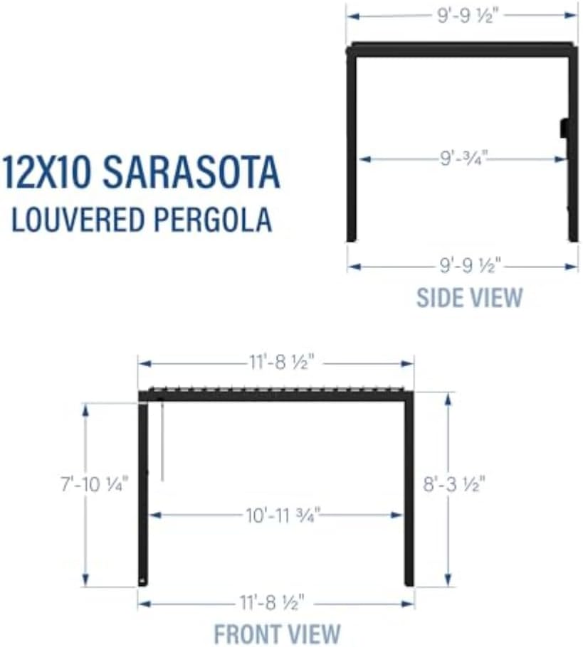 Backyard Discovery Sarasota 12' x 10' Galvanized Steel Louvered Pergola Kit with Adjustable Roof, Shade, Rain Protection, High-Wind Rating, Gutter System for Outdoor Patio, Garden, Deck, Entertaining