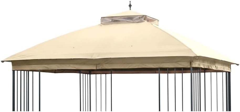 Garden Winds Reinforced Replacement Canopy Top Cover Compatible with The L-GZ038PST-F GT Steel Finial 10' x 10' Gazebo - Classic Sand, RipLock 350