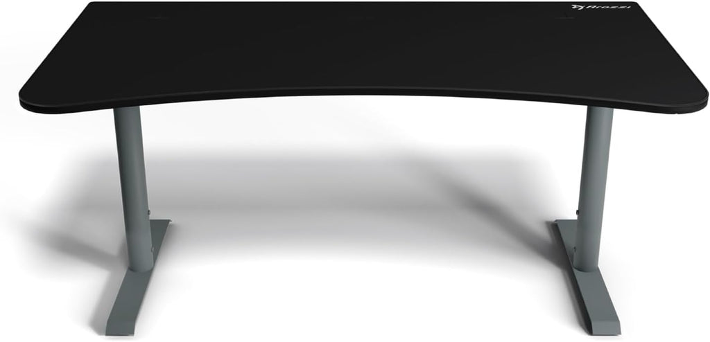 Arozzi Arena Ultrawide Curved Gaming and Office Desk with Full Surface Water Resistant Desk Mat with 3 Custom Monitor Mount Cut Outs and Under The Desk Cable Management Netting - Frozen Grey