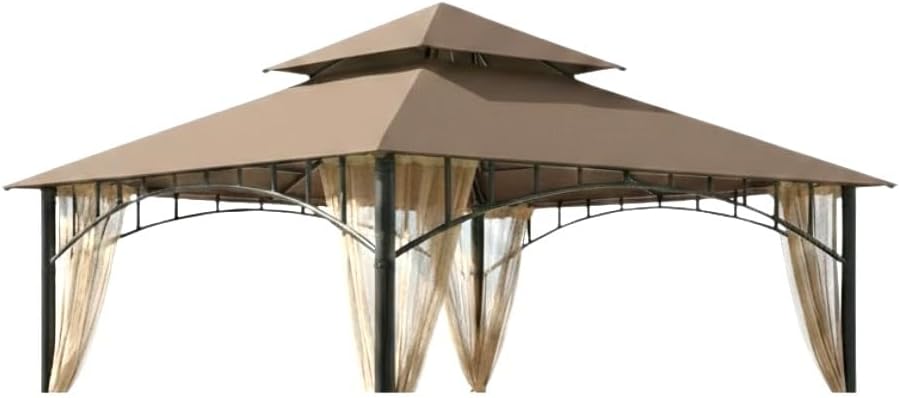 Garden Winds Reinforced Replacement Canopy Top Cover Compatible with The L-GZ093PST Summer Veranda 10' x 10' Gazebo - Classic Brown, Riplock 350