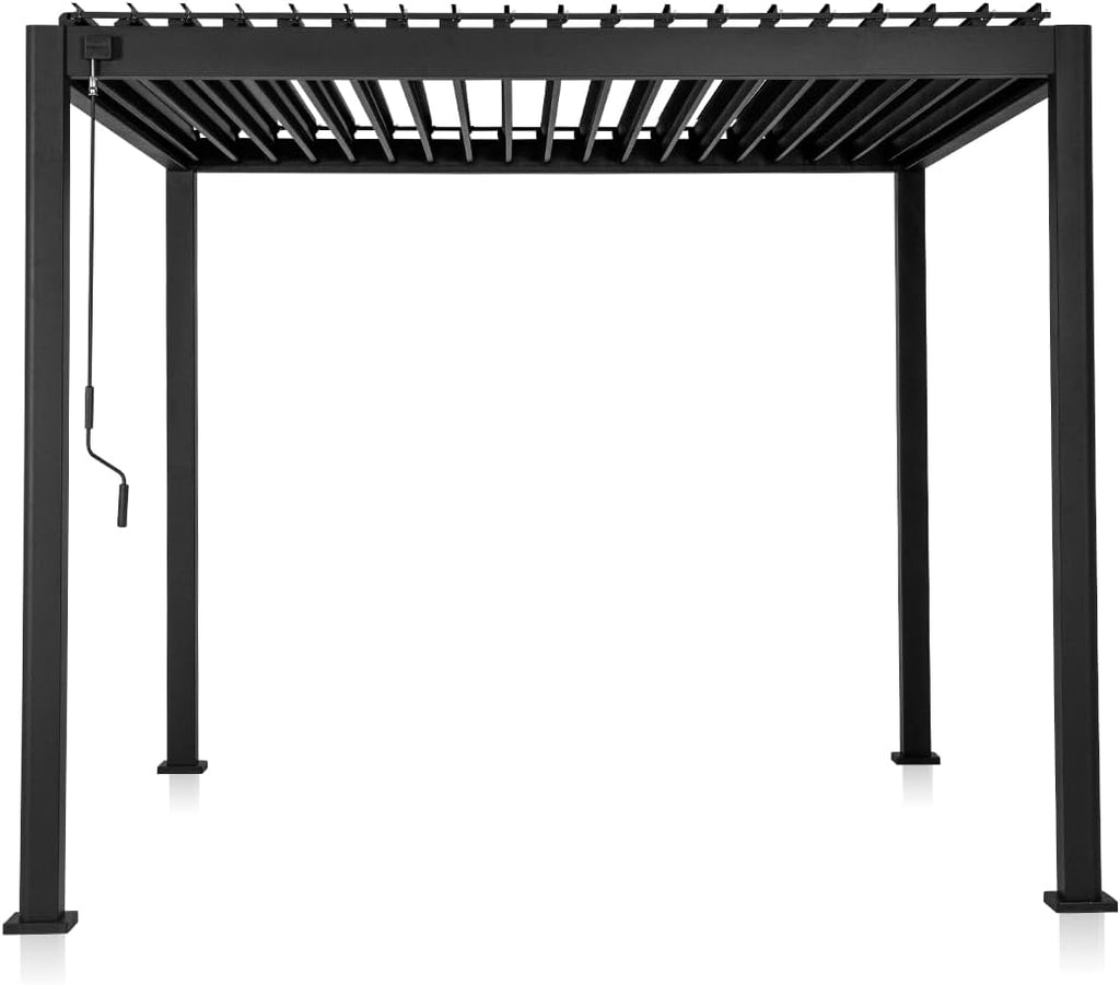 Mirador 111S Round Louvered Pergola Gazebo, 10Ft x 10Ft, Full Aluminum Frame, Adjustable Roof, Outdoor, Durable, Charcoal