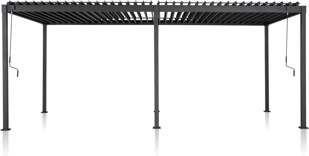 MIRADOR 80S Louvered Pergola 10' x 20', Modern Style with Adjustable Louvers and Integrated Drainage System for Deck Garden Yard, Easy Installation, Plus Size, Charcoal