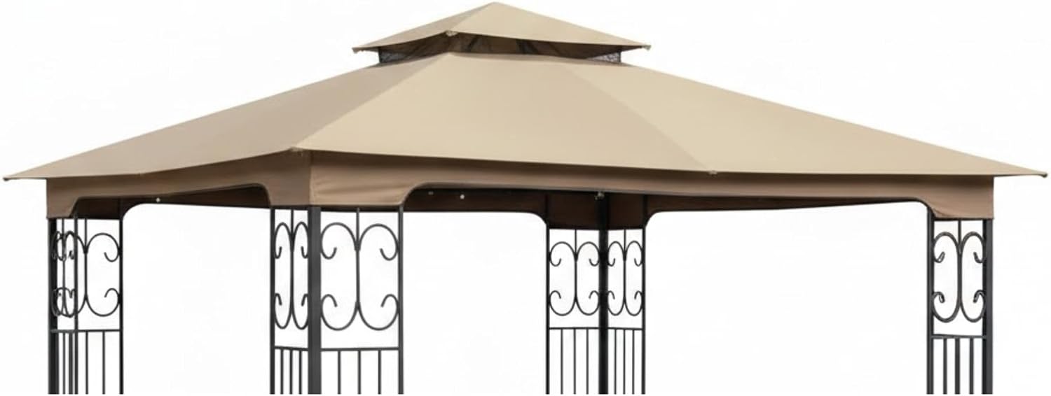 Garden Winds Reinforced RipLock 350 Replacement Canopy Top Cover Compatible with Regency II 10' x 12' Gazebo Model L-GZ798PST - Beige
