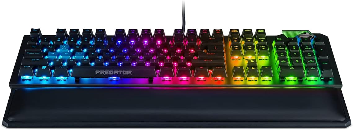 acer Predator Aethon 700 Gaming Keyboard:Clicky or Linear-Your Choice|Per-Key 16.8M RGB Colors Backlighting|Programmable|Dedicated Media Keys & Dial|100% Anti-Ghosting|Magnetic Wrist Rest,(Pack of 1)