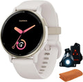 Garmin 010-02862-11 Vivoactive 5 Fitness Smartwatch, Ivory Bundle with Workout Cooling Sport Towel and Deco Essentials Wearable Commuter Front and Rear Safety Light