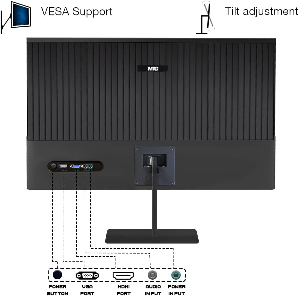 MTG 32' Curved Monitor Full HD 1080P Frameless Screen, HDMI DP USB Audio, Low Motion Blur, VESA Mount, RGB Keyboard Mouse Combo, Computer Monitor for Gaming, Home and Office