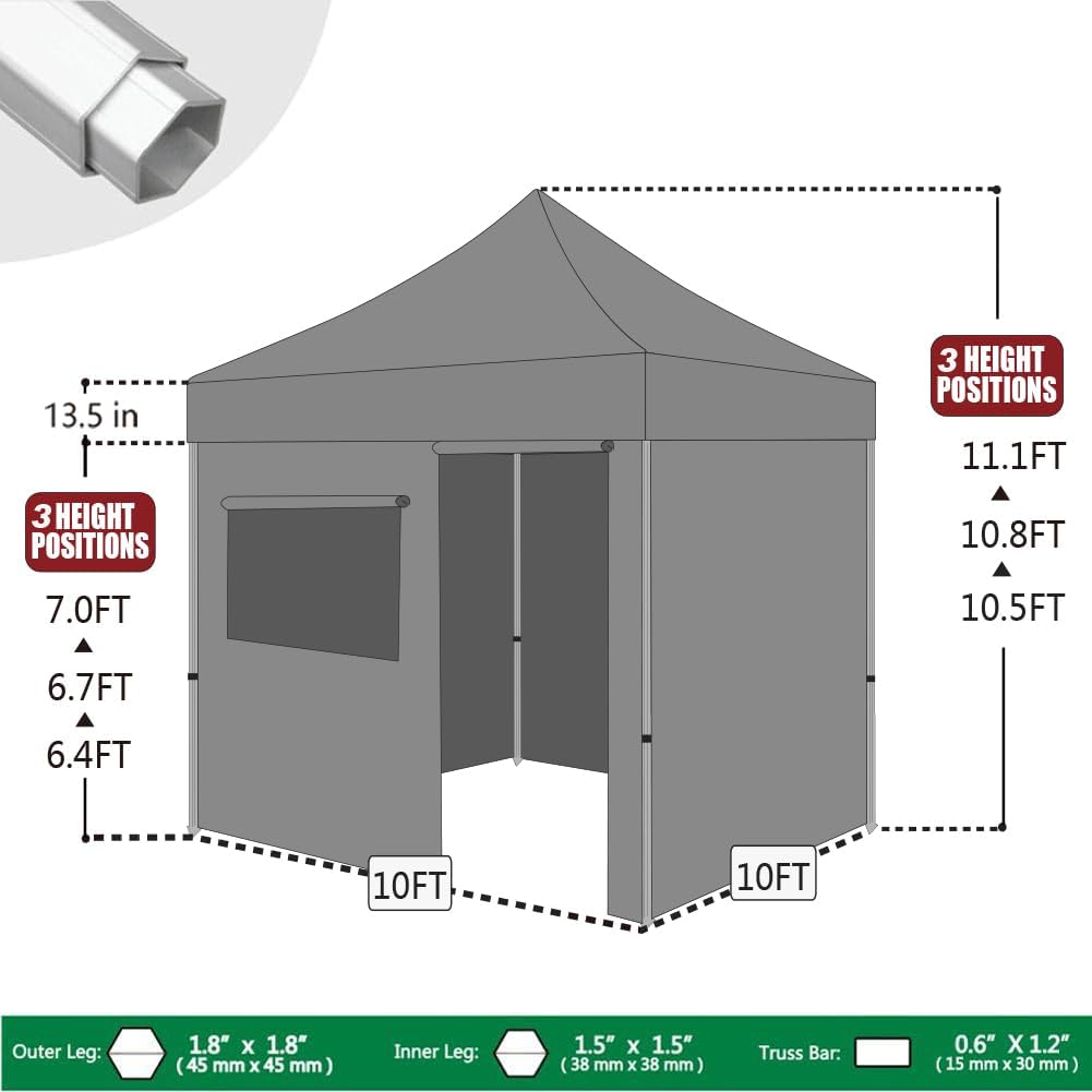 Eurmax USA Professional Pop up Canopy Wedding Party Tent Instant Outdoor Gazebo with Side Walls Aluminum Frame Commercial Grade Bonus Roller Bag(Gray)