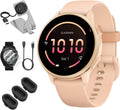 Garmin 010-02985-03 VIVOACTIVE 6 Health & Fitness GPS Smartwatch, Pink Dawn with Silicone Band Bundle with Deco Essentials Charging Dock, Type C Charger, Silicone Dust Covers & 2X Screen Protector