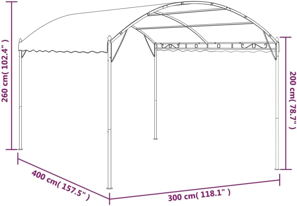 Large Gazebo Outdoor Taupe Black Polyester Steel Frame Rectangular Canopy Tent for Backyard Patio Garden Shelter