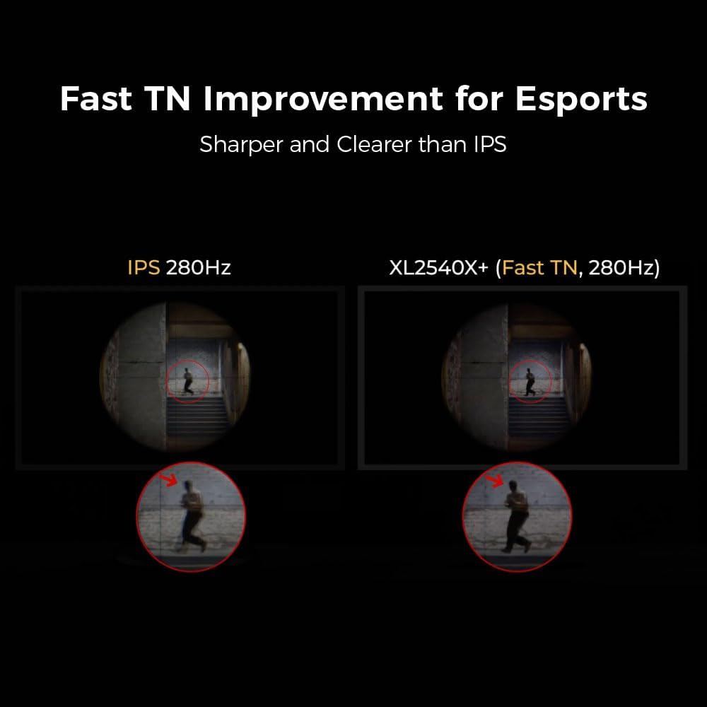 BenQ Zowie XL2540X+ 24.1 New Fast TN 280Hz Gaming Monitor, 1080p, Auto Game Mode by XL Setting to Share, Height Adjustment Powered by Industrial-Grade Bearing Design, S Switch, Shielding Hood