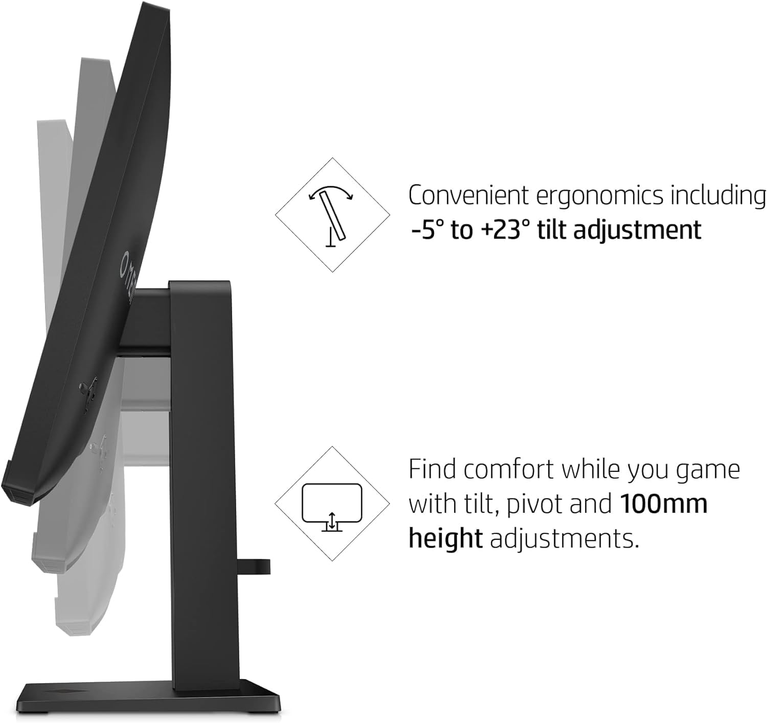 HP OMEN 24 Inch Monitor Gaming 1080p FHD 165Hz 1ms AMD FreeSync Premium Height Adjustable Anti-Glare Pivot Rotation Eyesafe Certified for PC Desktop Laptop Computer PS4 PS5 Xbox Gamer, Black (Renewed)