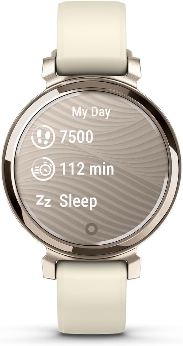 PlayBetter Garmin Lily 2 (Cream Gold/Coconut Silicone) Women's Fitness Smartwatch Bundle - Ladies Watch with Hidden Display, 5-Day Battery & Metal Case - Includes 5000mAh Portable Charger