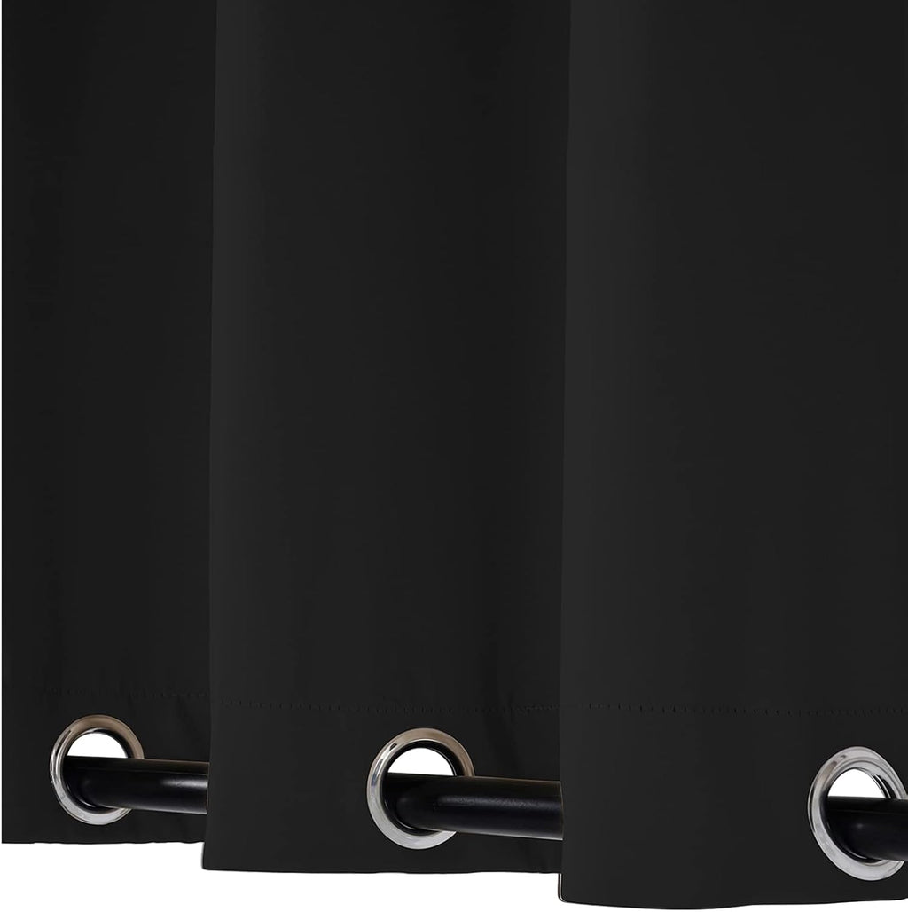 SK Studio Outdoor Curtains for Patio Waterproof Sunlight Block Rustproof Grommet Top and Bottom Windbreak Privacy Curtain for Gazebo, Front Porch, Pergola, 2 Panels, Black, 100' W x 96' L