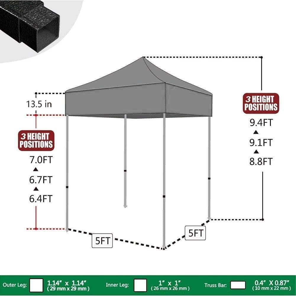 Eurmax USA 5x5ft Pop Up Canopy, Commercial Instant Tent for Outdoor Events, Patented No-Tip Rolling Storage Bag with 4 Sandbags, UV & Water Resistant, Heavy Duty Portable Shelter Gazebo,Forest Green