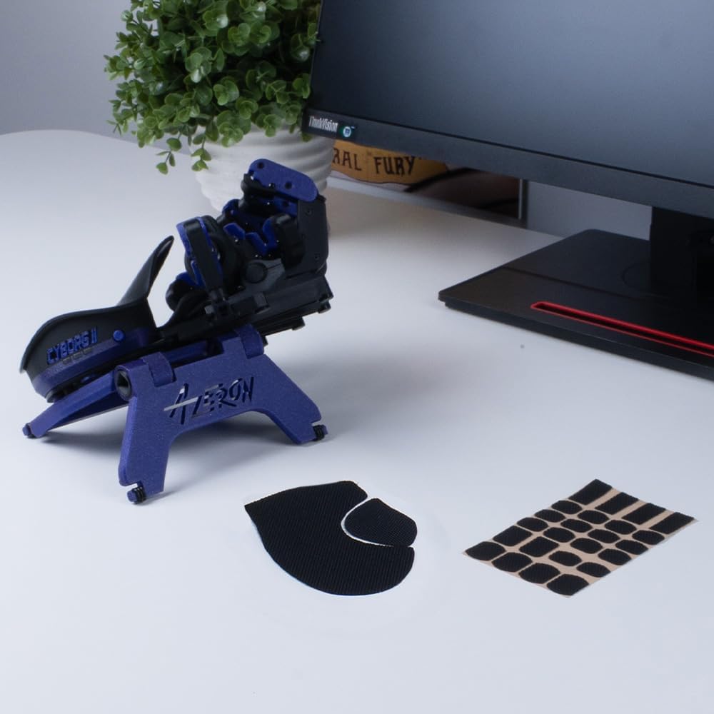 AZERON Cyborg ll Keypad Bundle – Programmable One Handed Gaming Keyboard for PC, Hall Effect Joystick and 30 Programmable Keys, Magnetic Stand and Grip Tapes (Galaxy Purple, Cyborg ll Bundle)