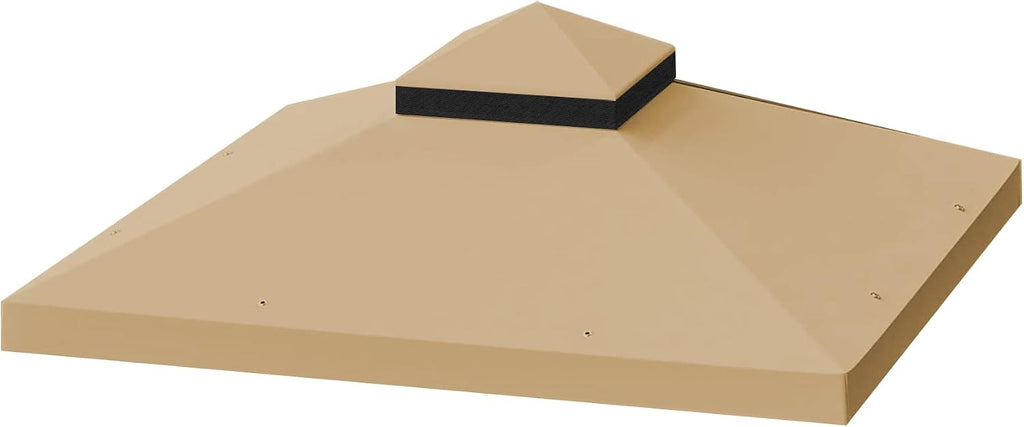 10x10 Ft Gazebo Canopy Replacement Cover, Double Tiered Gazebo Replacement Top (Khaki)