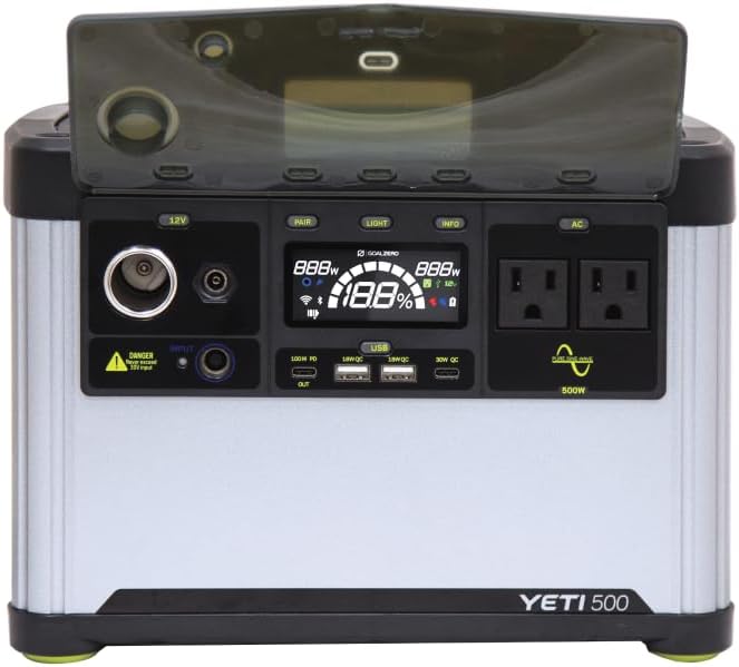 Goal Zero Yeti Portable Power Station, Yeti 500 + Boulder 100 Solar Generator, 499 Watt Hour LiFePO4 Battery, Water resistant & Dustproof Solar Generator For Outdoors, Camping, Tailgating, & Home