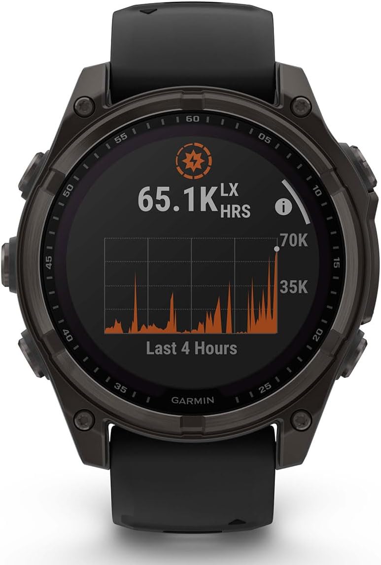 Garmin Fenix 8 Solar Sapphire (47mm, Carbon Gray DLC Titanium) Multisport GPS Smartwatch Gift Box Bundle - 1.4' Touchscreen, LED Flashlight with PlayBetter Charger, Screens, Adapter, Case