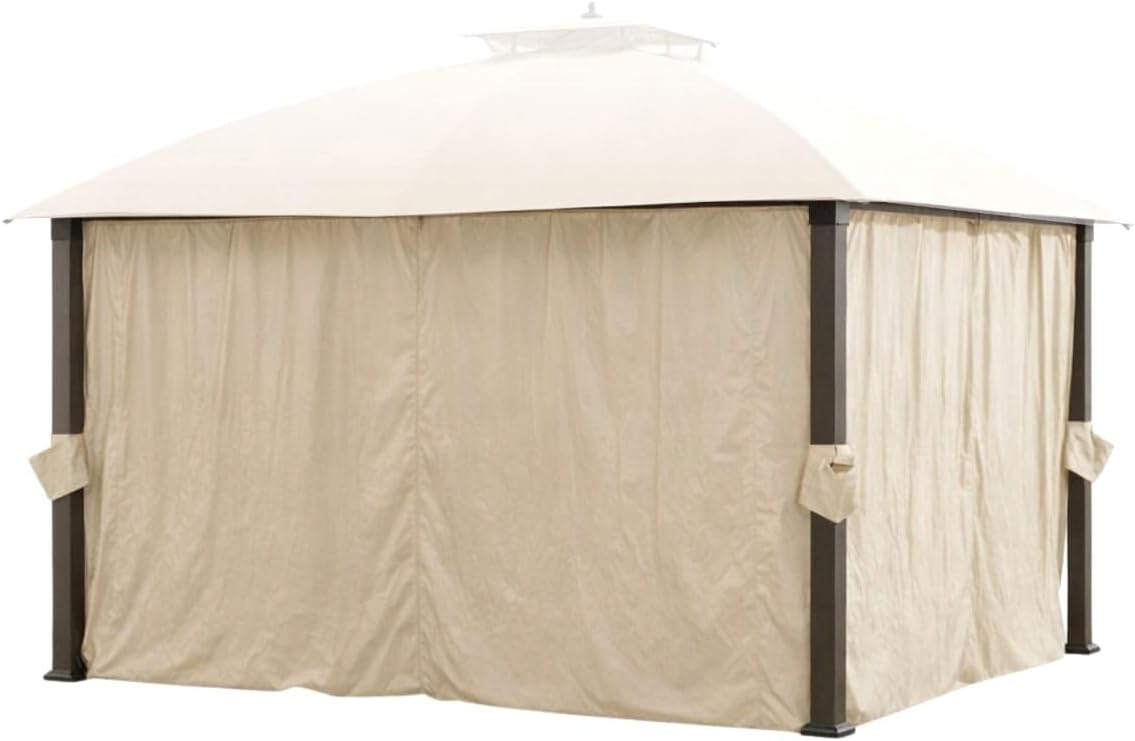 Garden Winds Durable Replacement Privacy Curtain Set Compatible with The A101007600, A101007603, A101007604 Broyhill Eagle Brooke Ashford Asheville 10' x 12' Gazebo, Classic Sand, 350