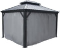 Kozyard 10' x 12'Outdoor Gazebo Privacy Curtain Sidewall, Waterproof Patio Privacy Curtain with Center-Zip Design, Replacement for Hardtop Gazebo Gray