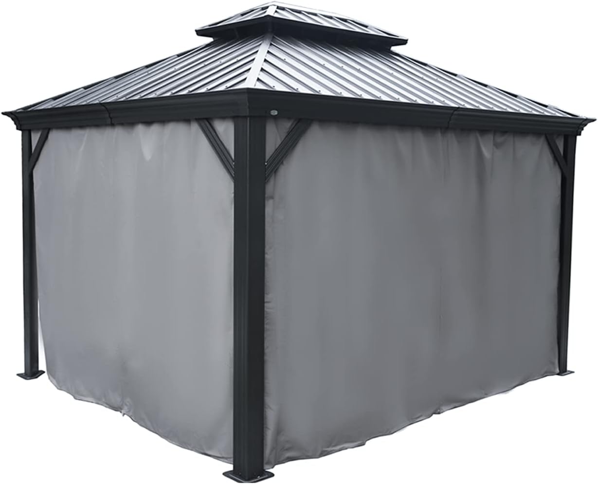Kozyard 10' x 12'Outdoor Gazebo Privacy Curtain Sidewall, Waterproof Patio Privacy Curtain with Center-Zip Design, Replacement for Hardtop Gazebo Gray