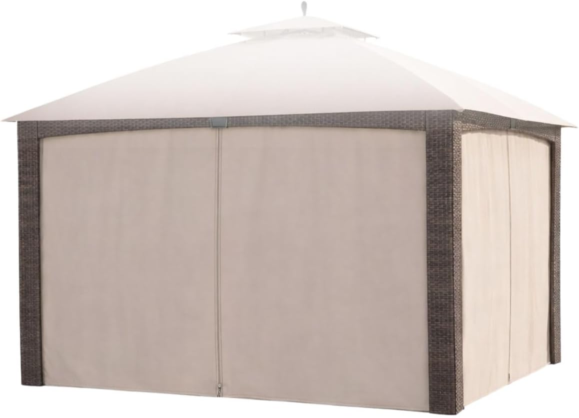 Garden Winds Durable 350 Replacement Privacy Curtain Set Compatible with Augusta 10' x 12' Gazebo Model L-GZ1190PST – Beige