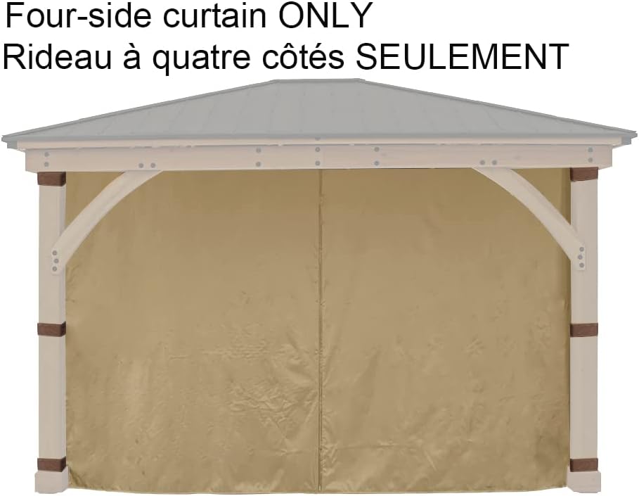 APEX GARDEN Replacement 4-side Curtain for 11 ft. x 13 ft. Meridian Gazebo (Beige)