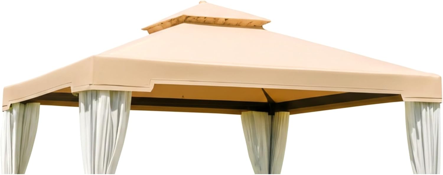 Garden Winds Reinforced Replacement Canopy Top Cover Compatible with The F008007B64 Suncrown 10' x 10' Gazebo - Classic Sand, Riplock 350