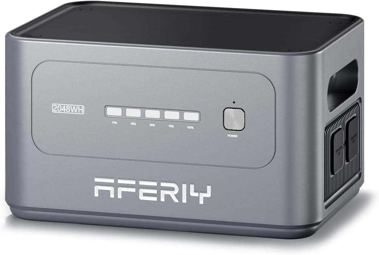 AFERIY Extra Battery 2048Wh for P280 Portable Power Station 2800W (Peak 5600W),LiFePO4 Battery Expandable to 10kWh,Solar Generator for Home Use,Power Outages,Camping,and RVs