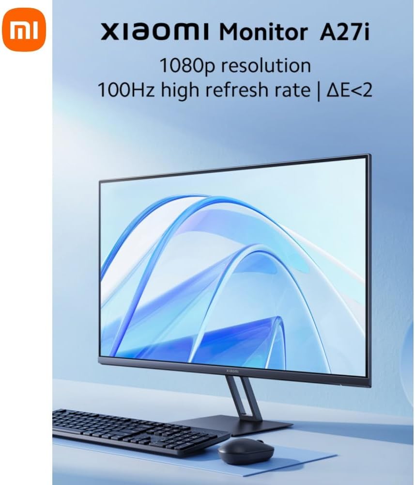 XIAOMI A27i 27 inch Monitor, 100Hz high Refresh Rate, IPS Hard Screen, 7.5mm Ultra-Slim Body, 1080p FHD Resolution, ∆Е<2 Factory Color Calibration for Each Screen, DP 1.4 Supported and Easy mounting