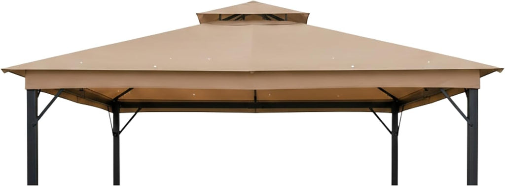 Garden Winds Reinforced RipLock 350 Replacement Canopy Top Cover Compatible with Laurel Canyon 10' x 10' Gazebo Models HD-GAZ2137, GAZ2137 - Beige
