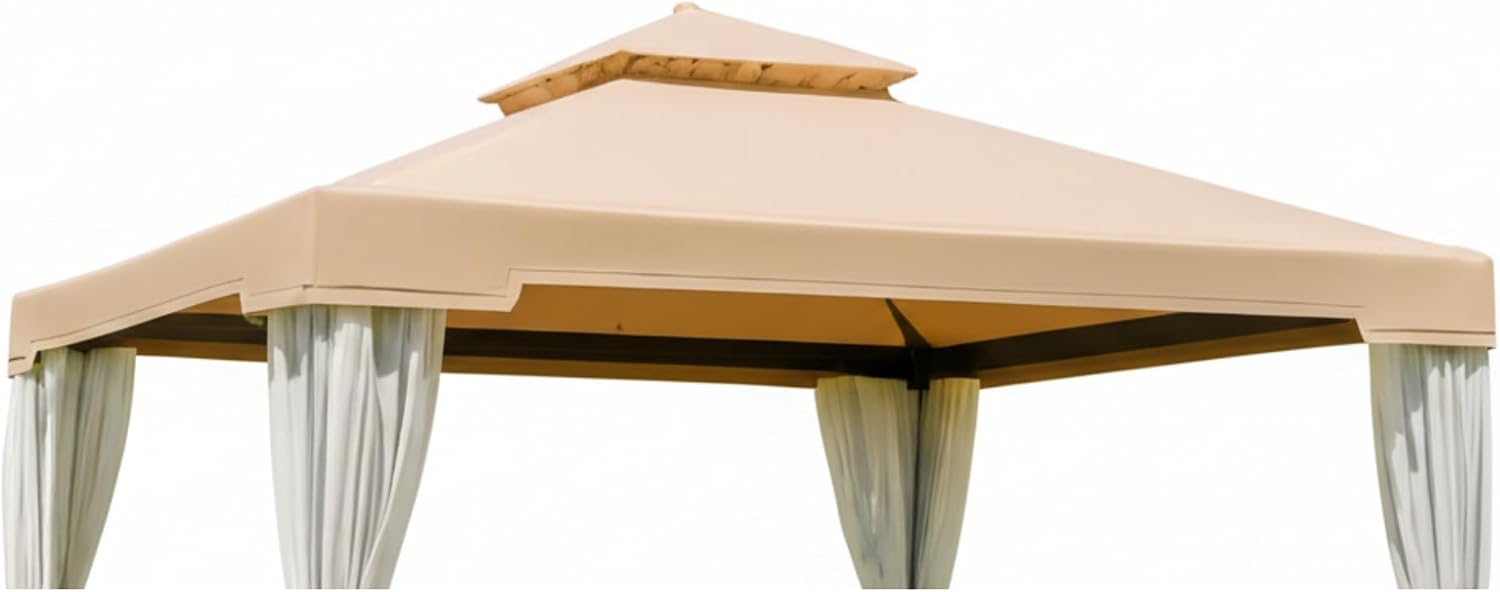 Garden Winds Reinforced RipLock 350 Replacement Canopy Top Cover Compatible with Suncrown 10 'x 10' Gazebo Model F008007B64, F12B641 - Beige