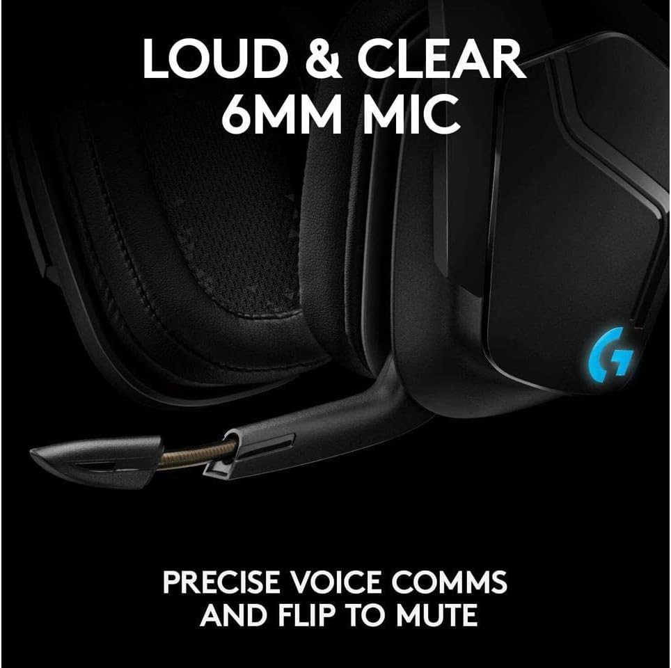 Logitech G935 Wireless DTS:X 7.1 Surround Sound LIGHTSYNC RGB PC Gaming Headset - Black, blue (Renewed)