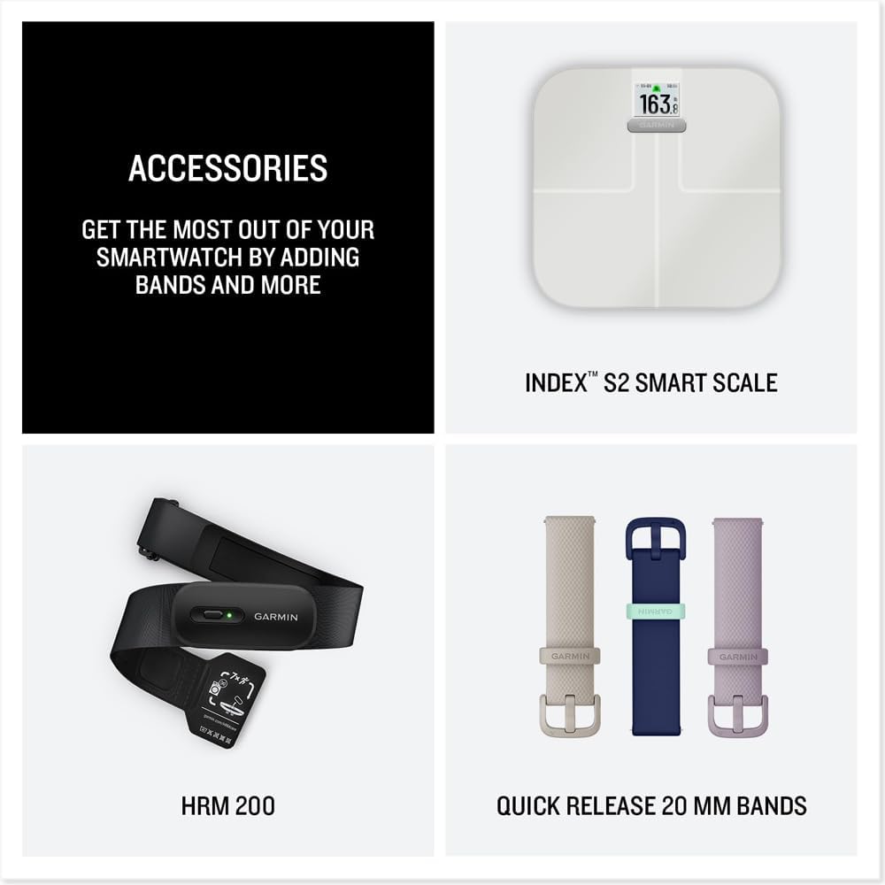Garmin 010-02985-02 VIVOACTIVE 6 Health & Fitness GPS Smartwatch, Jasper Green with Silicone Band Bundle with Charging Dock, USB Type C Charger, Silicone Dust Covers & 2-Pack Screen Protector