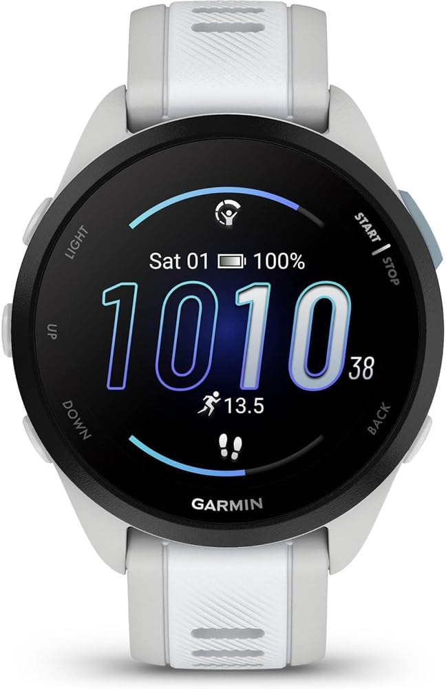 Garmin 010-02863-31 Forerunner 165 Music Smart Sport Watch, Mist Gray + Whitestone | Official USA Partner Model | Bundle with Deco Essentials 2-Pack Screen Protector + Fitness & Wellness Suite