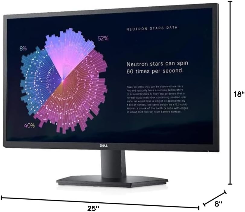 Dell SE27 Series Monitor - 27 inch IPS LED FHD (1920 x 1080)- AMD FreeSync - VESA, 16:9-75Hz Monitor, 4ms Grey-to-Grey Response Time, Low Blue Light, Anti-Glare, HDMI & VGA Ports, Black