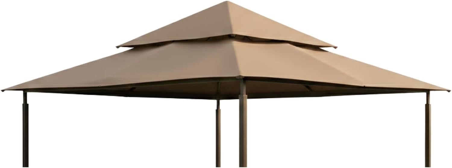 Garden Winds Reinforced RipLock 350 Replacement Canopy Top Cover Compatible with Harbor 12' x 12' Gazebo Models X1250B, GFS01250B, GFS01250A - Beige